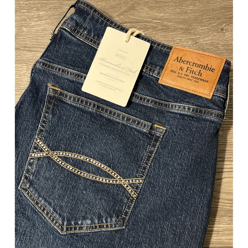 Abercrombie & Fitch Mid Rise Bootcut Curve Love Dark Wash Jeans 33L (38x35) NWT